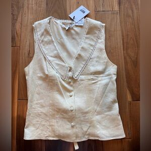 Wayf butter yellow Styled by COCO! Allie Lace Detail Linen Blend NWT